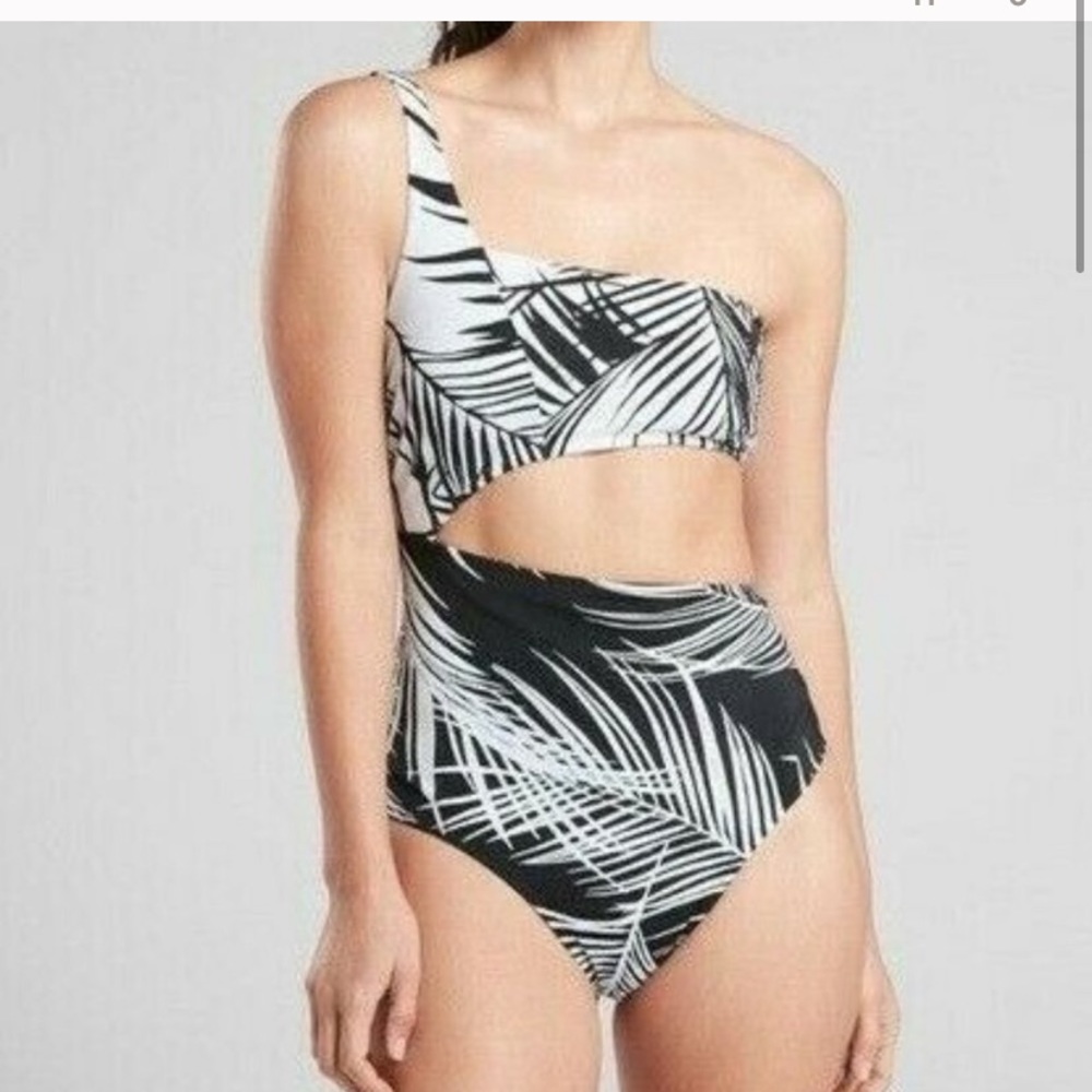 Athleta retro palm cutout swimsuit